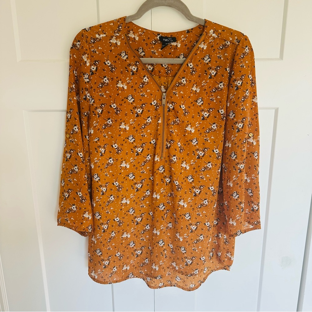Rue21 Mustard Floral Blouse